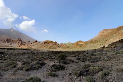 Scenic view of arid landscape against sky