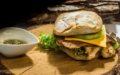 Close-up of burger in bowl