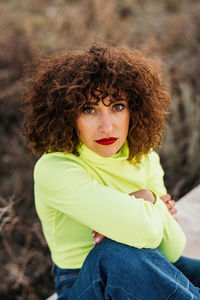 Portrait of woman with face
