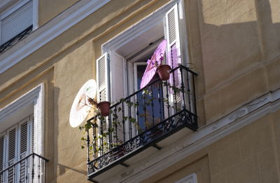 Low angle view of window in balcony