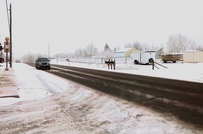 View of snow covered road