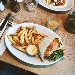 Close-up of food served in plate