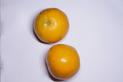 High angle view of orange on white background