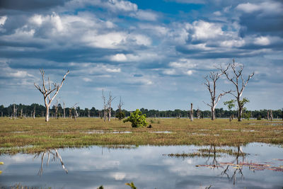 Scenic view of lake against sky