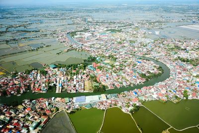 High angle view of city