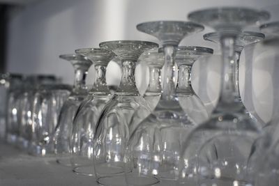 Upside down image of empty glasses