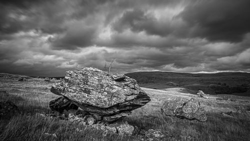 A stormy day at the norber erratics, one of the finest groups of glacial erratic boulders in the uk,