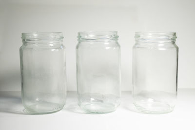 Close-up of drink in glass jar on table