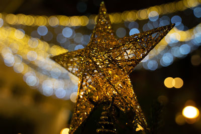 Close-up of illuminated christmas tree at night