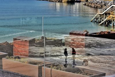 High angle view of sea against sky
