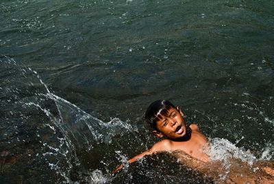 Portrait of woman in water