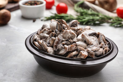 Close-up of food in bowl on table