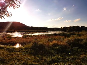 Scenic view of lake against sky