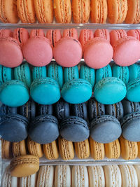 Full frame shot of multi colored macaroons 