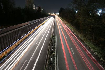 Traffic on road at night