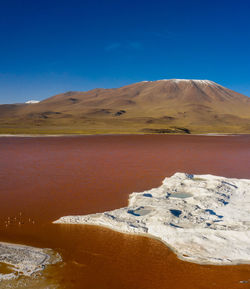 Scenic view of desert against blue sky