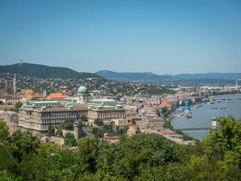 High angle view of townscape against sky