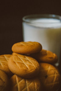 Close-up of bread in plate on table