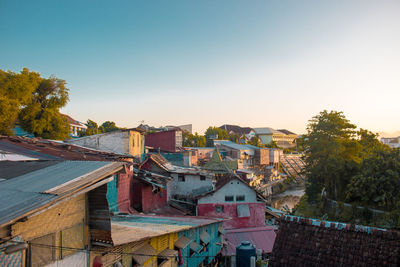 High angle view of townscape against sky