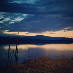 Scenic view of lake against sky