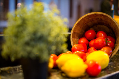 Close-up of tomatoes on table