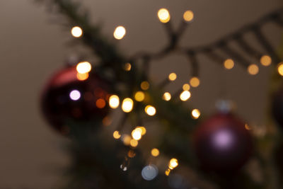 Defocused image of illuminated christmas lights