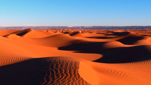 Scenic view of desert against clear sky