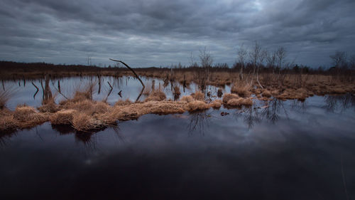 Scenic view of lake against sky