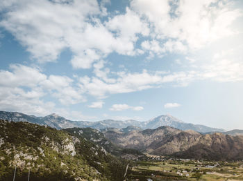 Scenic view of mountains against sky