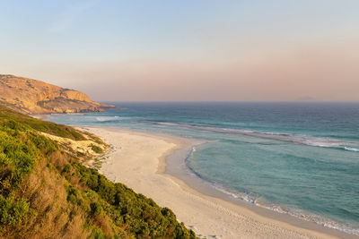 Scenic view of beach against sky