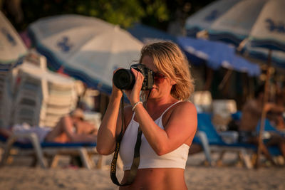 Woman photographing