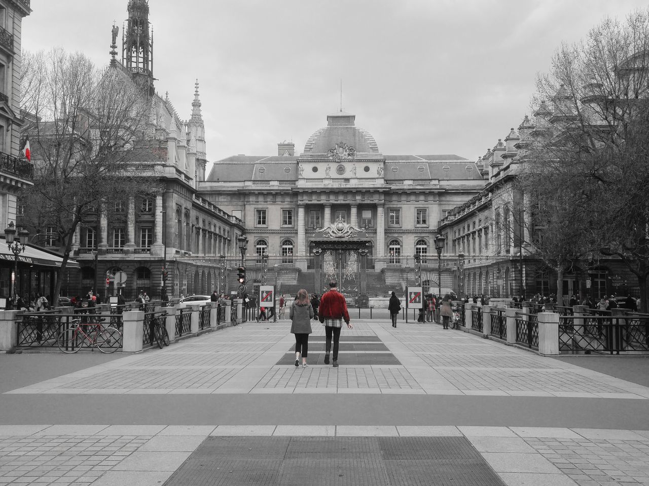 architecture, building exterior, built structure, city, street, large group of people, city life, incidental people, person, sky, walking, men, travel destinations, famous place, travel, town square, capital cities, city street, day