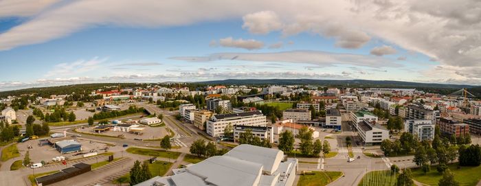 High angle view of townscape against sky