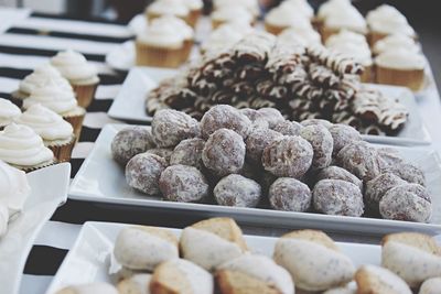 Variety of sweet food in bakery shop