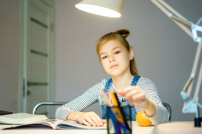 Girl studying at home