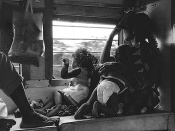 Children sitting in bus
