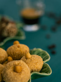 Close-up of cookies on table