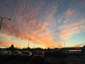 Dramatic sky over city during sunset