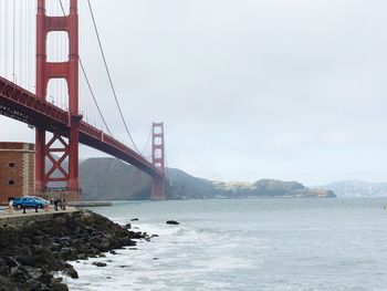 Suspension bridge over river