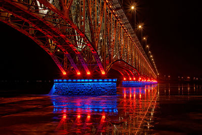 Illuminated ferris wheel in city at night