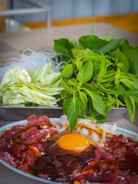 Close-up of food on table