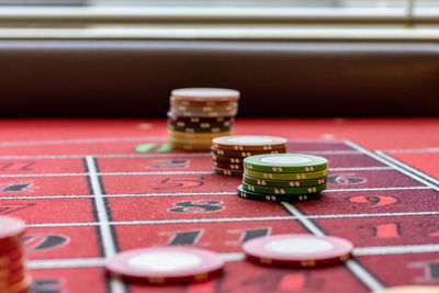 Close-up of electric lamp on table