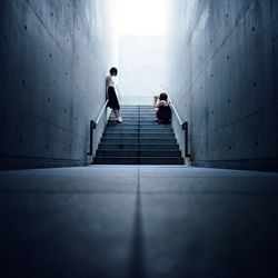 Full length of staircase in building