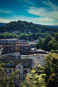 High angle view of townscape against sky