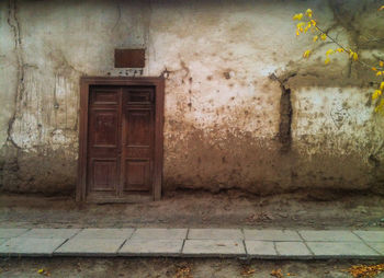 Closed door of old building