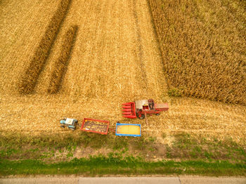 View of tractor in farm