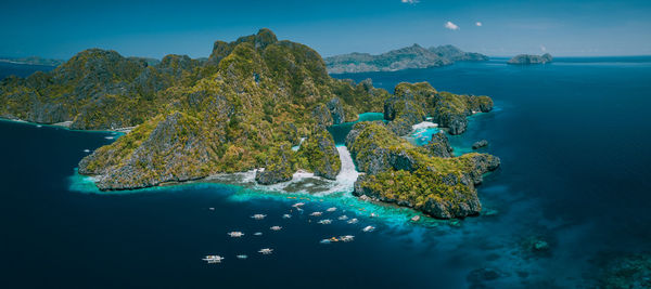 Aerial view of sea and rocks