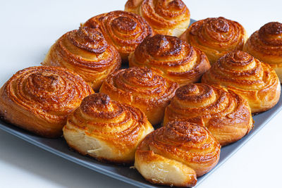 High angle view of bread in plate