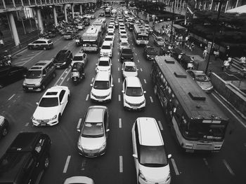 High angle view of traffic on city street