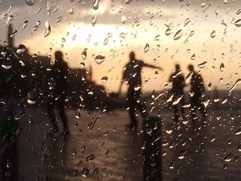 View of raindrops on glass window